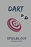  Dart Spielblock für über 100 Partien: 6x9 Spielblock mit geeigneten Punktblättern für Cricket, Tactics, 301, 501, 701, 1001. Inkl. Outchart Chart um auch alle Dart Outs im Überblick zu behalten.