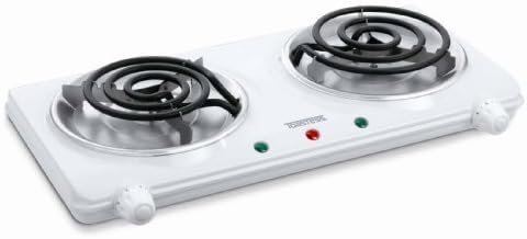 THP-433 Electric Double-Coil Cooking Range, White by Toastess