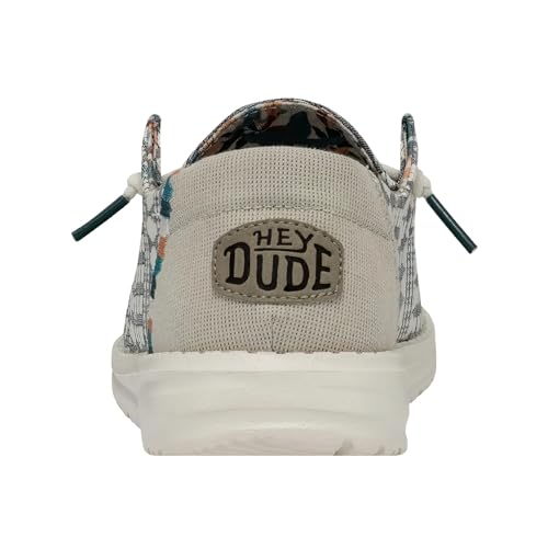 Image of HEYDUDE Women's Wendy Boho Slip On Shoe, Embroidery Grey Size 11 | Lightweight Casual Loafer with Memory Foam Insole