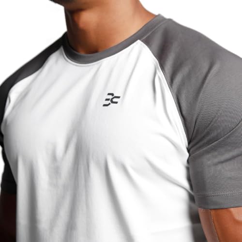 Image of Men's Cotton Short Sleeve Raglan Crew Neck Gym Workout Athletic Tee