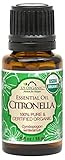 US Organic 100% Pure Citronella Essential Oil - USDA Certified Organic - 15 ml