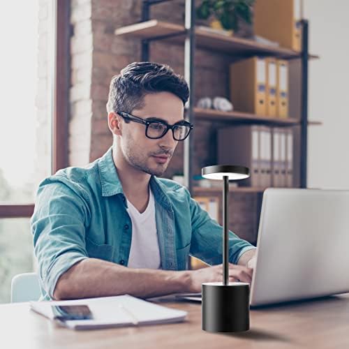 LED Cordless Table Lamps Set of 2,Portable Rechargeable 5000mAh Outdoor Table Lamp,3 Color Stepless Dimmable Battery Powered Lamp, Table Light for Dinner/Patio/Restaurant/Bedroom.(Black) 4 41CYHO5RhPL. AC