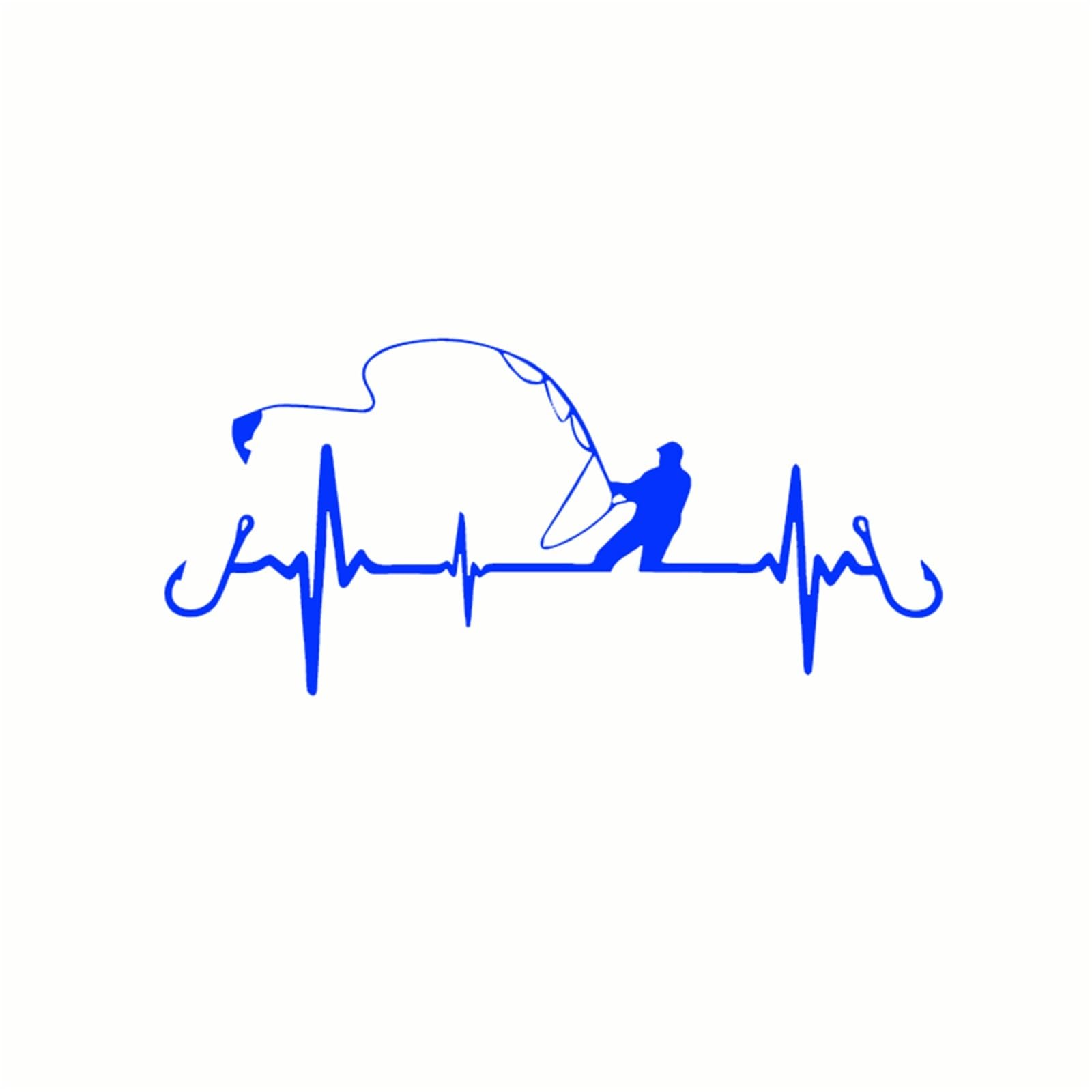 HAfgDJ Car Sticker Heartbeat Fishing Styling Funny Decorative Decal Motorcycle 16.7CM*7.7CM