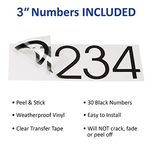 Address Plaque – 3’’ Peel & Stick House Number Included - Modern Sign - Rustproof - Made In Canada (White) #TOP2