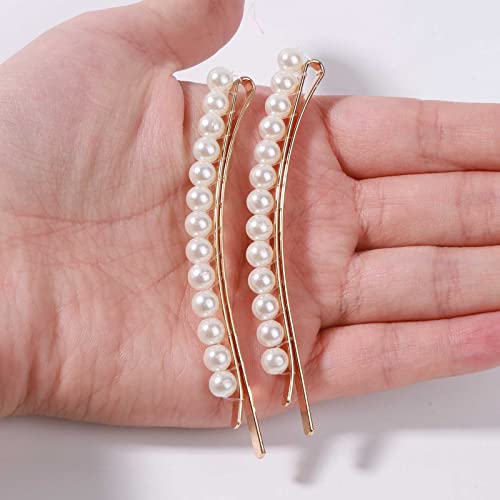 Iaceble Vintage Pearl Hairpins Clip Wedding Pearl Bobby Pin Tiny Pearl Hair Barrette Gold Pearl Side Clips Minimalist Pearl Hair Clips Decorative Hair Accessories For Women And Girl Headdress 2Pcs (Gold) #TOP4