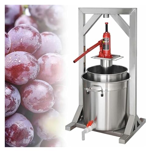 TAIPINGOZ Pressoir à Fruits Manuel, Pressoir à Vin, Pressoir à cidre en Acier Inoxydable avec système hydraulique for cidre, vinification et Fournitures(12L)