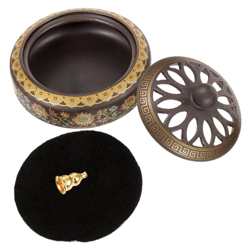 LOORGVEL Quemador de Incienso de Mesa Esmaltado Estilo Vintage Diseño de Loto, Soporte Decorativo para Conos de Incienso, Adecuado para Sala, Yoga y Decoración del Hogar