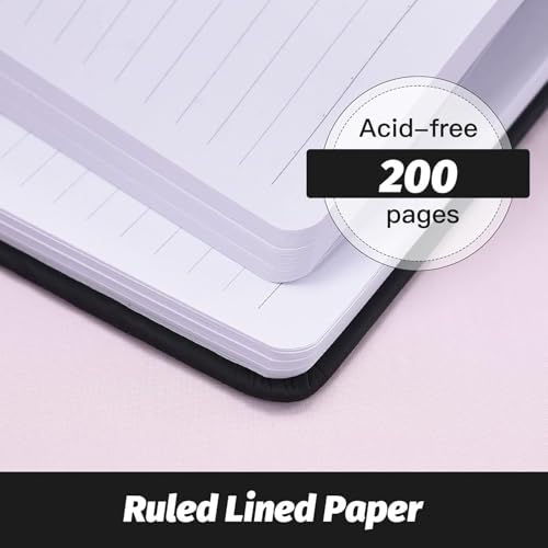 SUIN A5 Notizbuch Set – 3 Stück Hardcover Notizbücher Liniert, 200 Seiten, Faux-Leather Journal für Büro, Studium & Alltag, mit Gummiband, Leseband & Innentasche