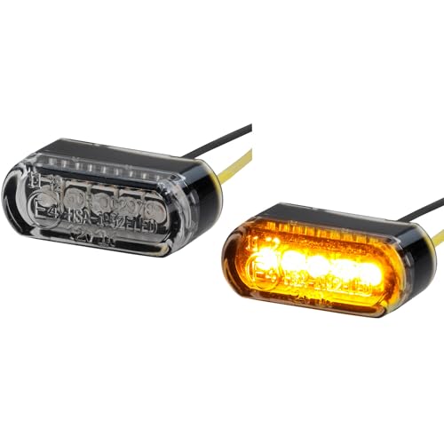 Germany Motorsports LED Mini Motorrad Blinker Micro Stripe e-geprüft vorn + hinten Verkleidungsblinker universal (Leicht getönt, 1 Paar)