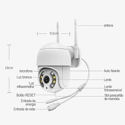 Câmera de Segurança 2024 Wi-fi Speed Dome A8 com Visão Noturna (Infravermelho), Prova D`água, Detecç