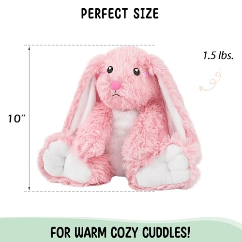 Image of Bunny Microwavable Stuffed Animal - 1.5 lb Unscented Heating Pad Plush, Soft Cozy Bunny Toy for Relaxation and Comfort, Gift for Women, Girls, Adults & Kids by Happy Fuel, Pink