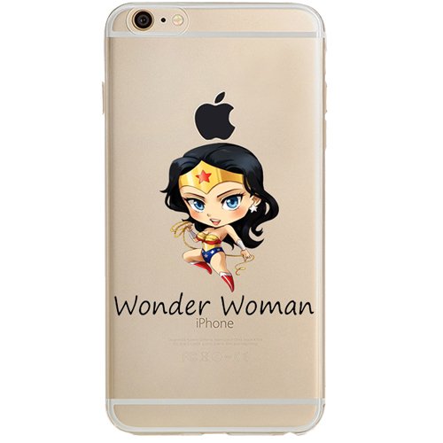 Batman, Catwoman, Joker, Harley Quinn, Iron Man, Captain America, Spider Man, The Hulk, Thor, Deadpool Jelly Clear Case for Apple iPhone 7 (Wonder Woman)