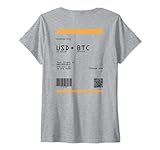 Womens Crypto Boarding Pass USD in BTC V-Neck T-Shirt