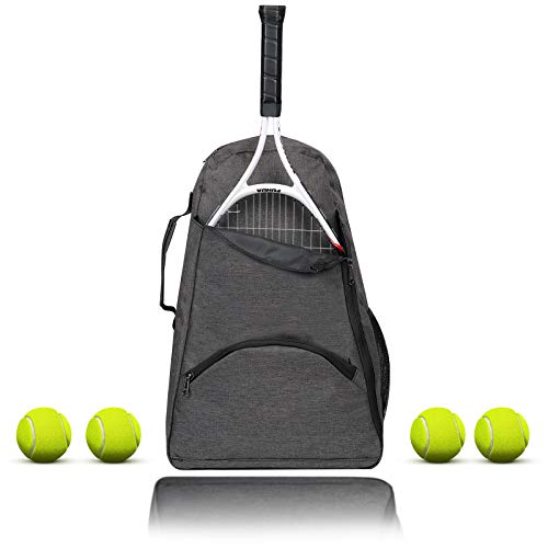 HERSENT Tennis Bag, Tennis Backpack,Tennis Racket Bag,Large Tennis Paddle Storage Bag for Women and Men to Hold Tennis Racket,Badminton Racquet,Squash Racquet,Balls and Other Accessories (Dark Gray)