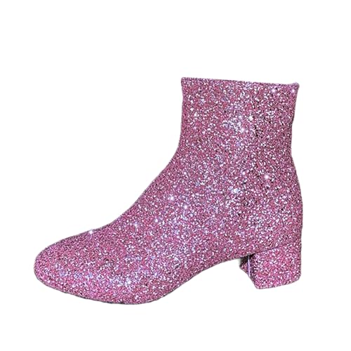 Botas Mujer Invierno Altas Botines de Tobillo Antideslizantes Impermeables Boots Tacon Cordones Comodas Botas de Barril Medio Aire Libre Exterior Negro 36-43