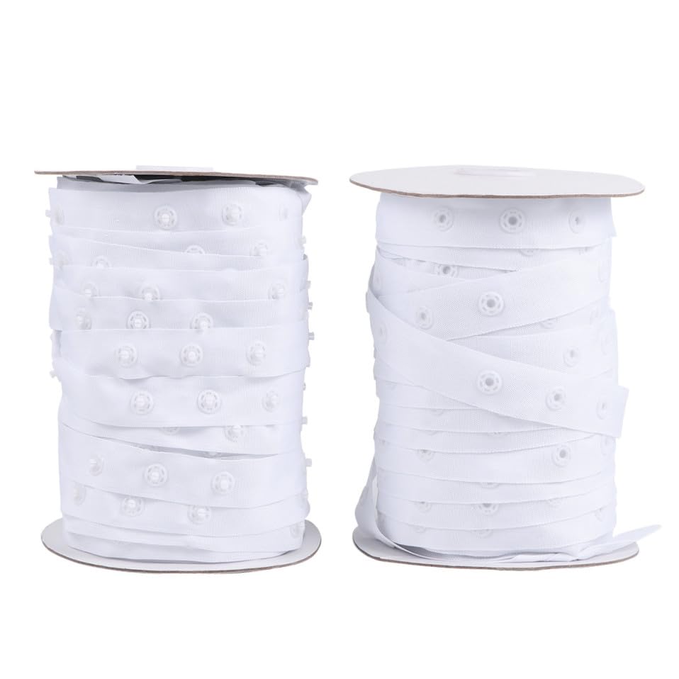 Boutons pression invisibles robustes et pratiques bande polyester blanche à coudre 1,8 cm