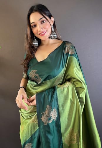 Image of SGF11- Women's Kanjivaram Woven Soft Silk Saree With Blouse Piece