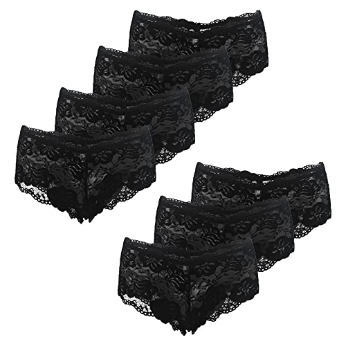 L&K-II Lot de 7 Shorty Femme Sexy Hipster Echancrée en Dentelle Noir 3409 BL 40/L Cover