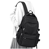sikazan Schwarz Schulrucksack Teenager Mädchen Schwarzer Mit Laptopfach Rucksack Schule Groß Schultasche Damen, School Bag School Backpack Black Boys Girls