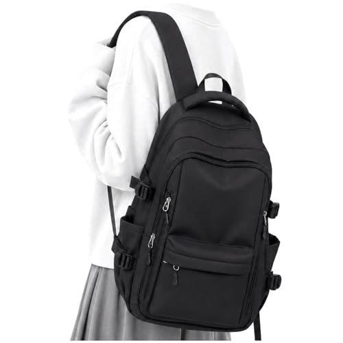 Sikazan Mochila Escolar Grande para Jovens, Mochila para Instituto Adolescentes Rapaz Rapariz, Mochila para Computador Portátil para o Colégio Adolescente, F1 - preto, Casual