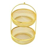 【Double couche】 : Ce panier à fruits à deux niveaux permet un rangement organisé, séparant soigneusement fruits et en-cas pour un accès facile.