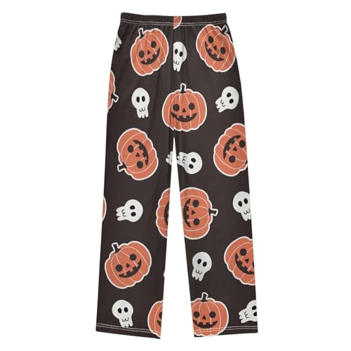 Pumpkin Skeleton Boys Pants Boys Athletic Pants Long Pant for Boywith Pockets Wide-Leg Size 6-14Y2