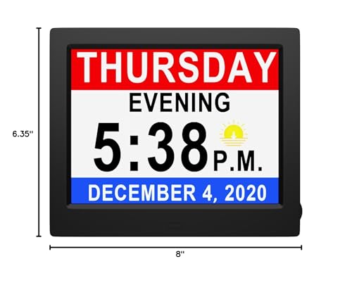 Véfaîî DDC-804NEWBLACK [𝐍𝐞𝐰 𝟐𝟎𝟐𝟒] 8 Inch Large Day Clock With Auto Dst, 19 Alarms Custom Reminders, Large Calendar Dementia Clock thumb #9