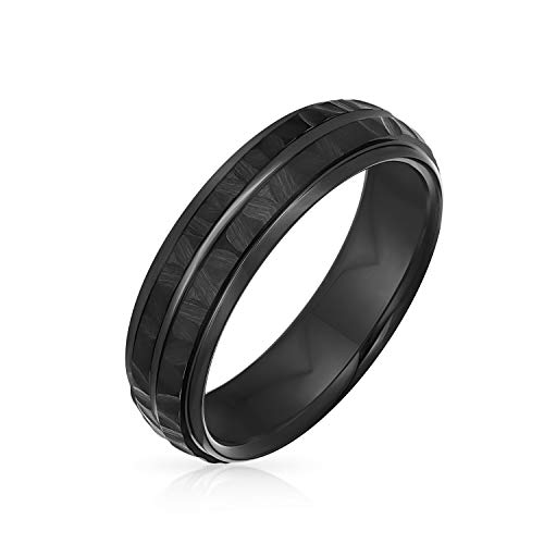 Bling Jewelry Gerillte Schwarz GehäMMert Ehering Tungsten Ringe Für Herren Comfort Fit 8MM