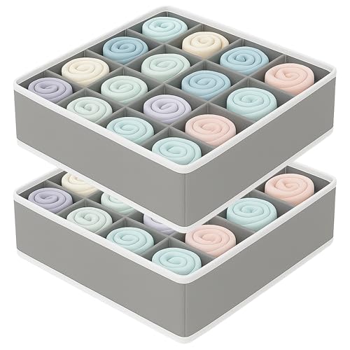 KATTAO Organizador Cajones 24 Compartimentos – Organizador Armario, Ideal para Calcetines y Ropa Interior – Caja Organizadora - Organizadores de Cajones - Cajas Organizadoras (Light Grey)