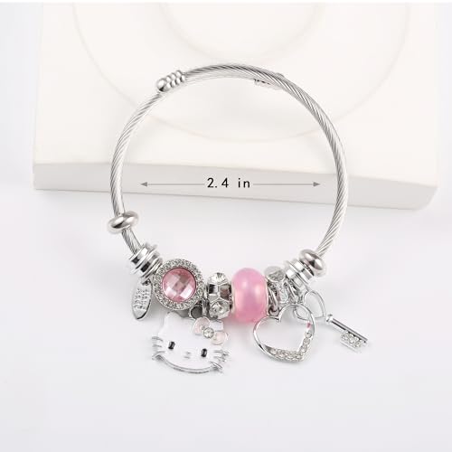 Image of YouLuo Cute Necklace Charm Bracelet Set,Personalized Jewelry Gift for Women | Cute Charm Bracelet, Adjustable Stainless Steel Bracelet, Anime Cartoon Accessories Bracelets for Women Gift and Friendship