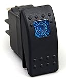 Amarine Made 12v 20 Amp Waterproof LED On/Off Boat Marine SPST 3P Rocker Switch with Light (Blue)