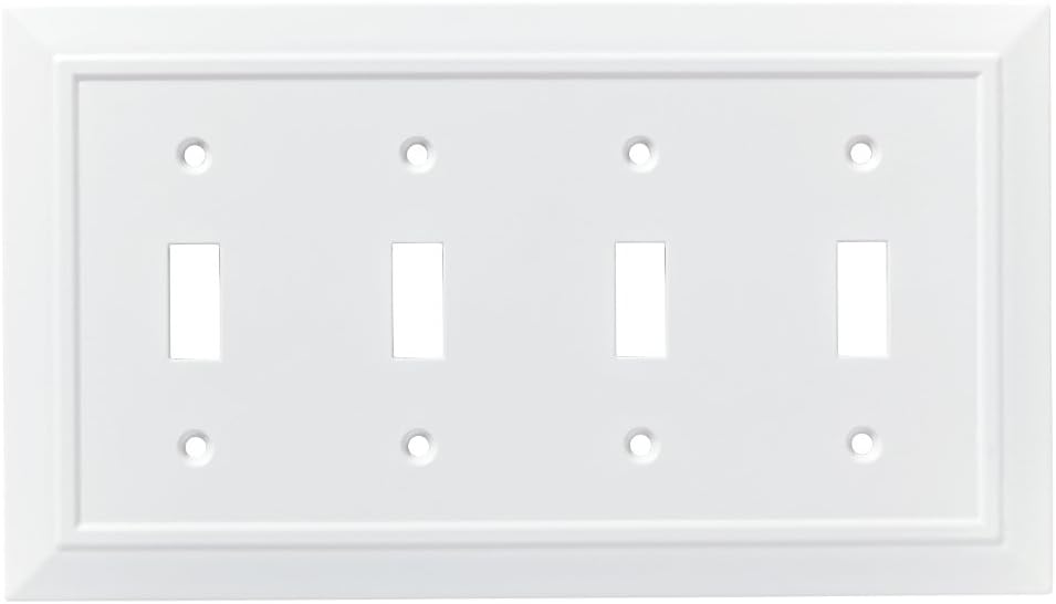 Franklin Brass W35241-PW-C Classic Architecture & Classic Architecture Wall Plate, Pure White Triple Casual Switch Cover & Classic Architecture Wall Plate, Pure White Quad Casual Switch Cover