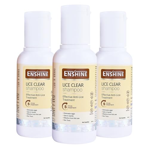 Image of Enshine Lice-Clear Shampoo | With Neem Oil, Tulsi & Sitaphal Oil | Effectively Removes Lice & Nits | Gentle Formula for Regular Use | Safe for Kids & Adults Pack of 3 (50ml each)