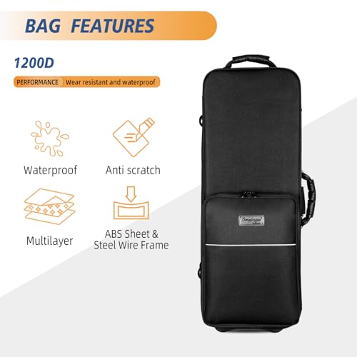 Omebaige Tenor Saxophone Case With Wheels, Tenor Sax Roller Bag, Tenor Sax Backpack, Thicken Padded Shoulder Strap, Handle Strap Sax Accessories Carrying Bag - Thumbnail 2