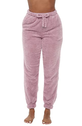 Alexander Del Rossa Women's Sherpa Fleece Joggers Sweatpants with Drawstring, Sleep Pants with Pockets