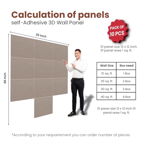 Image of PVC Self-Adhesive Wall Panels for Home Interior Decor | Set of 10 Panels | Total Coverage 10 Sq. Ft. (Rodeo Dust)