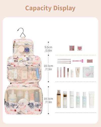Image of Hanging Travel Toiletry Bag Cosmetic Make up Organizer for Women and Girls Waterproof (Beige Bird)