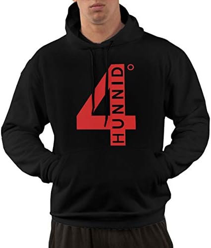 Starcl Men's 4hunnid Logo Particular Hoodie Sweatshirt Kangaroo Black 3XL