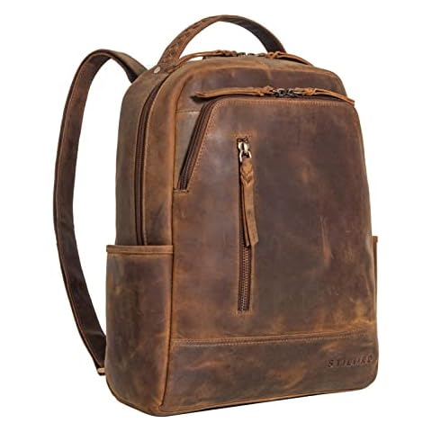 STILORD 'Aiden' Vintage Leder Rucksack Unisex Moderner Backpack für Damen und Herren 13,3 Zoll Laptop Daypack Cover
