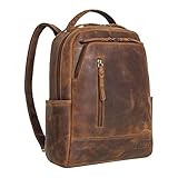 STILORD 'Aiden' Vintage Leder Rucksack Unisex Moderner Backpack für Damen und Herren 13,3 Zoll Laptop Daypack für Arbeit Uni Business Schule Echtleder, Farbe:vinto - braun