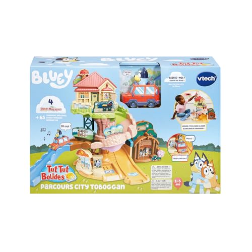 VTECH TUT TUT BOLIDES BLUEY PARCOURS CITY TOBOGGAN + LA VOITURE FAMILIALE DE BLUEY - vue 7