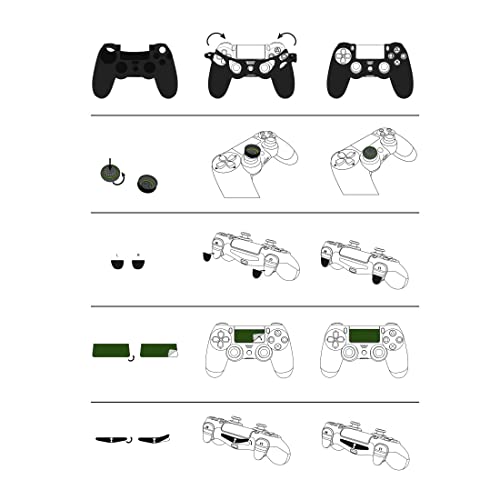 Controller Hülle Silikon Zubehör Set per controller PS4 SLIM/PS4 PRO, (Schutzhülle mit Thumbstick-Kappen, Trigger-Aufsätzen, Touchpad-Schutzfolie, Adesivo, Custodia in silicone), Undead - Controller - Immagine 10