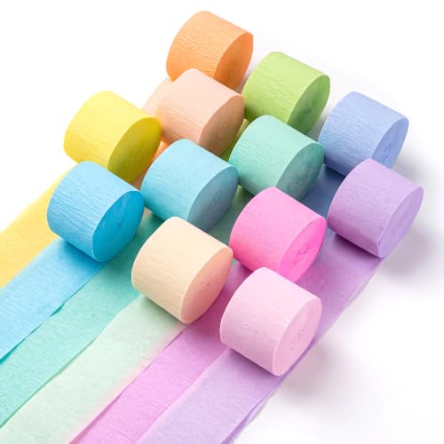 Pastel Crepe Paper Streamers 12 Rolls 984ft, Fancy Birthday Decorations