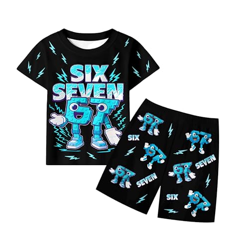 Choeeya Kids 67 Meme Shirts Short Sets Boys Girls Six Seven Outfits Youth 6 7 Number Clothes Sets