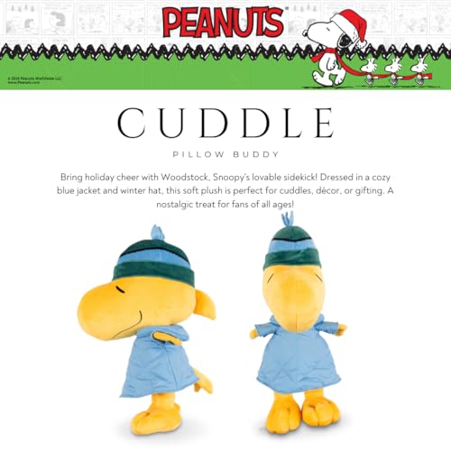 Image of Peanuts Woodstock Winter Coat Holiday & Christmas Bedding Super Soft Plush Cuddle Pillow Buddy, (Officially Licensed Product) By Franco