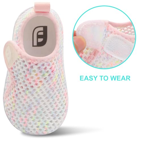 Baby Boys Girls Water Sports Shoes Barefoot Kids Aqua Beach Sandals Sneakers Beach Swim Pool Shoes Barefoot Walking Shoe Mesh ColorPinkYellow 12-18 Months Infant