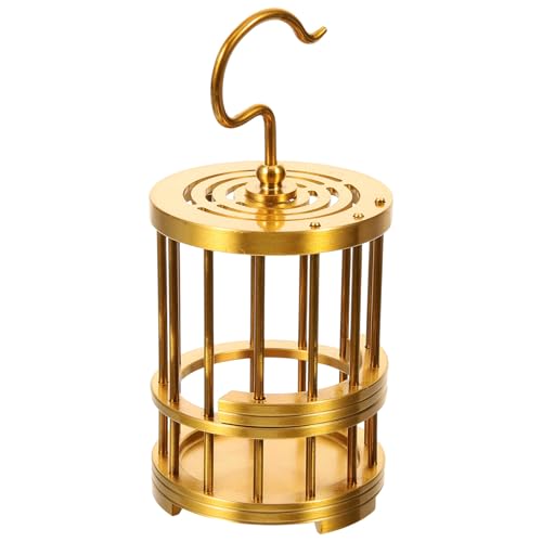UKCOCO Jaula Diseño y Adorno Amplio Espacio Funcional Elegante Colgante para de Latón Dorado Pájaros Grillos para Mascotas Pequeñas