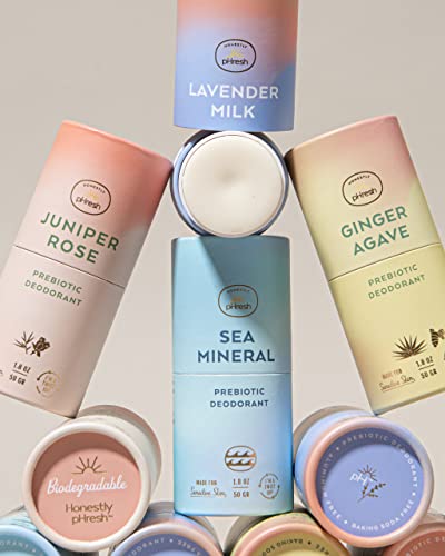 Honestly Phresh Natural Biodegradable Paper Twist Up Prebiotic Deodorant, Ginger Agave, 1.8 Oz, Baking Soda & Aluminum Free Safe For Sensitive Skin, 24 Hour Odor Protection #TOP1