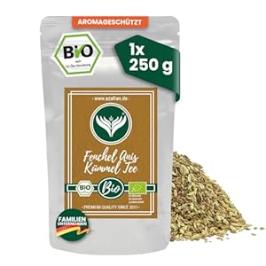 Azafran BIO Fenchel Anis Kümmel Tee | Gewürztee Gewürze | Kräuter Kräutertee 250g