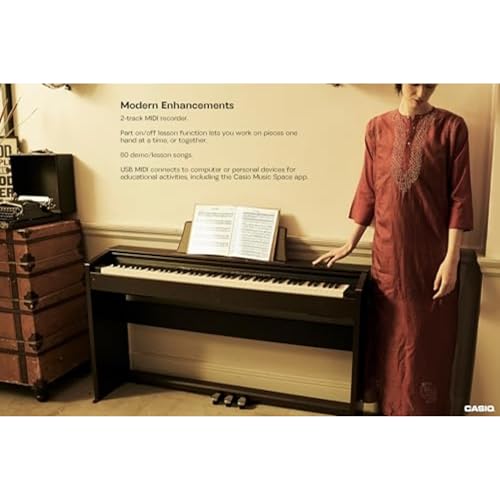Image of Casio Privia PX-770 - 88-Key Weighted Console Digital Piano | Tri-Sensor II Scaled Hammer Action Keys | AiR Sound Source, 19 Tones, Concert Play, 16W Stereo Speakers, USB-MIDI | Elegant Brown Cabinet